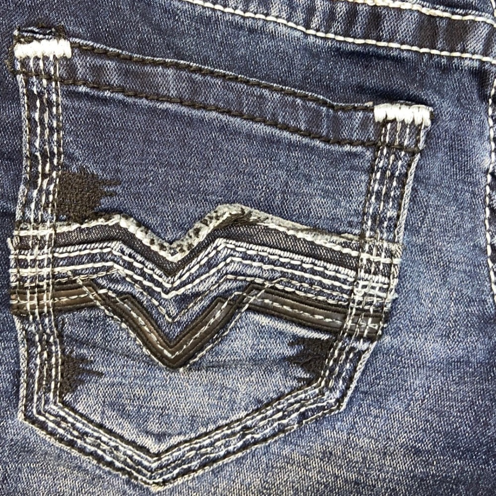 Salvage Supply Co Jeans Boys 14 Dark Wash Excellent Embroidered Thick Stitch - Picture 9 of 15